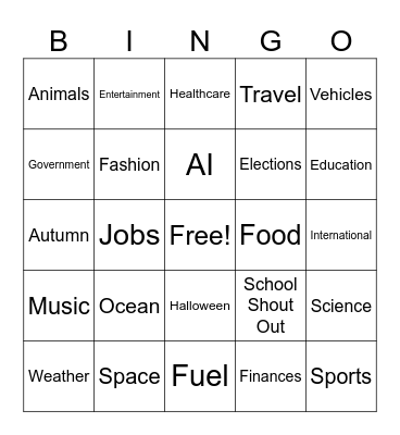 CNN 10 Bingo Card