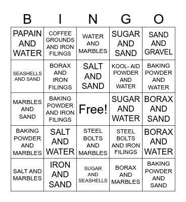 MIXTURE BINGO Card
