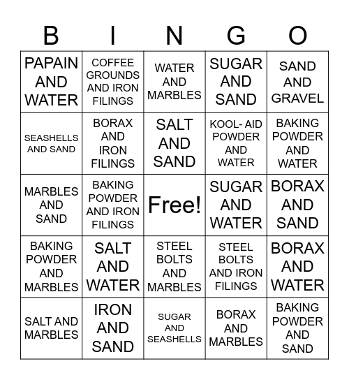 MIXTURE BINGO Card