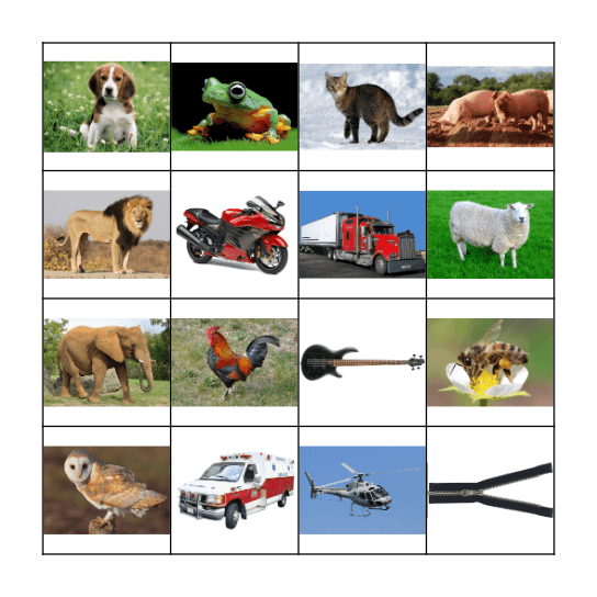 Sound Bingo Card