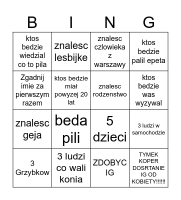 OMEGLE Bingo Card