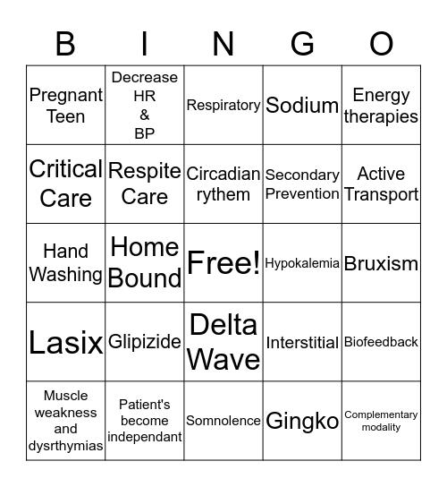 Exam 3 Review  Bingo Card