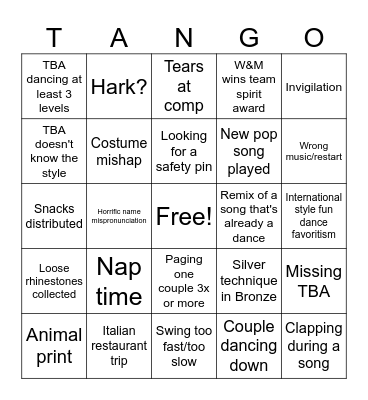 Ballroom Comp Bingo (2026) Bingo Card