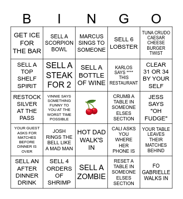 CHAOS CHERRY BINGO Card