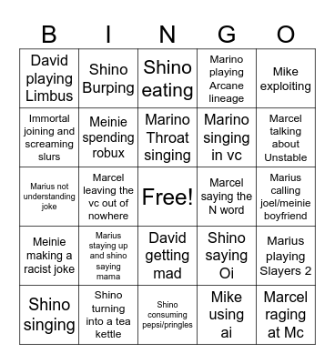 Ecorporation bingo Card