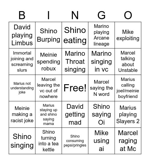 Ecorporation bingo Card