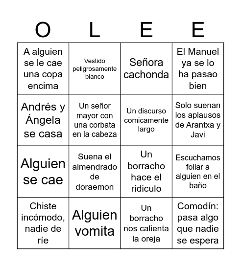 Bingo Andrés y Ángela Bingo Card