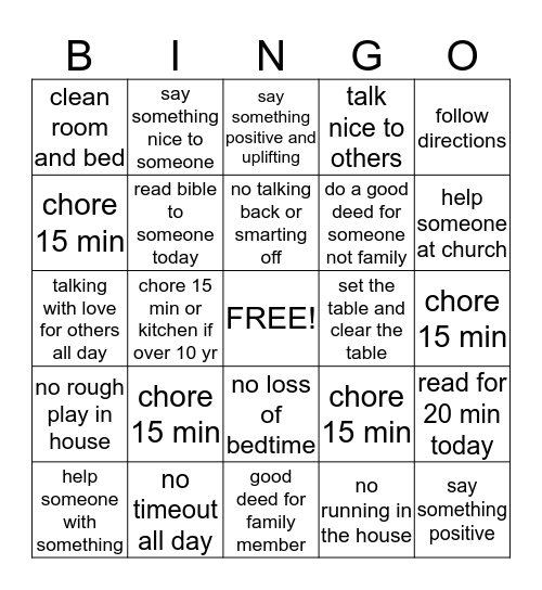 BEHAVIOR Bingo Card
