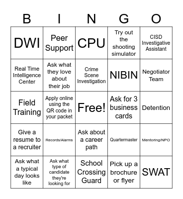 Women in Law Enforcement Bingo Card