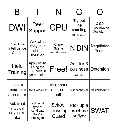 Women in Law Enforcement Bingo Card