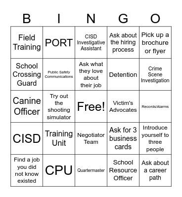 Women in Law Enforcement Bingo Card