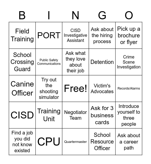Women in Law Enforcement Bingo Card