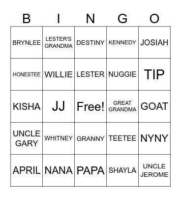 WE ARE FAMILY! Bingo Card