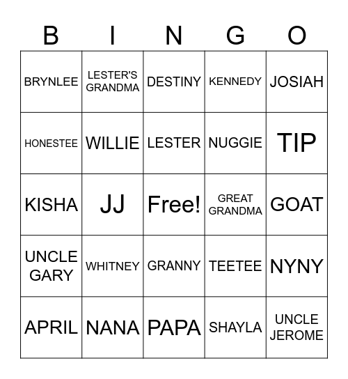 WE ARE FAMILY! Bingo Card