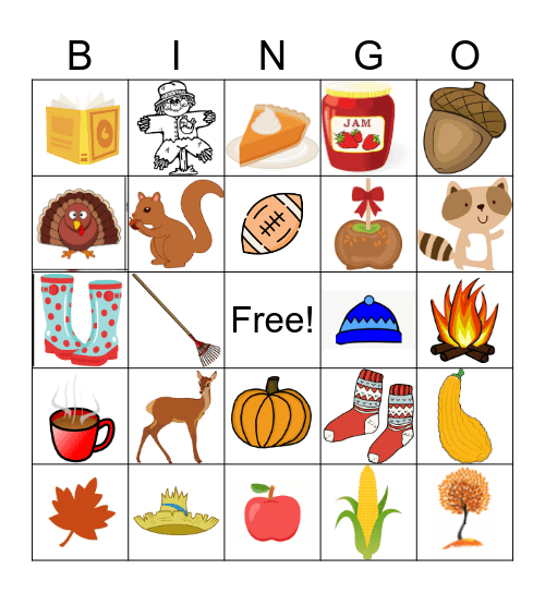 Fall Items Bingo Card