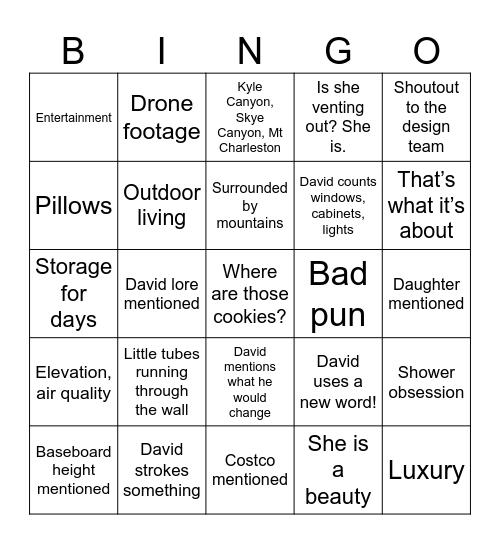 David Carroll Bingo Card
