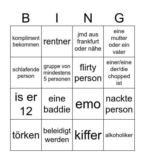 ome tv Bingo Card
