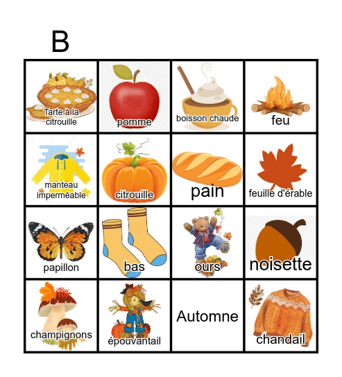 Automne Bingo Card
