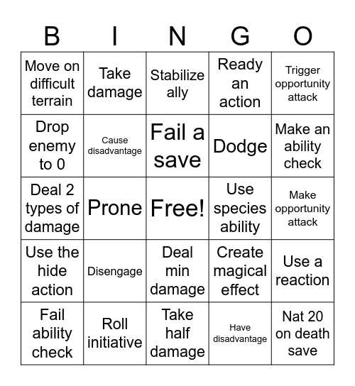 D&D Bingo Card