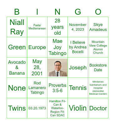 Get To Know Pastor Rod Ta-- Bingo Card