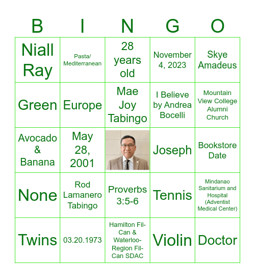 Get To Know Pastor Rod Ta-- Bingo Card