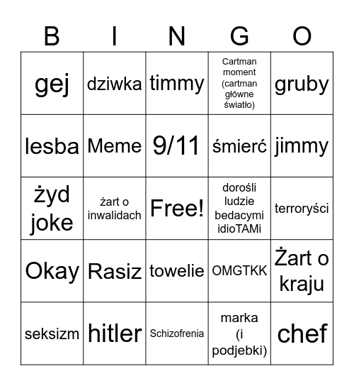 SP Bingo Card