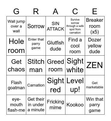 Grace bingo Card