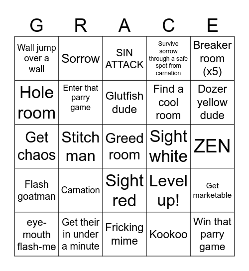 Grace bingo Card