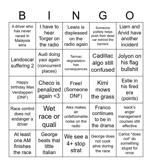 Bahlaysia Bingo Card