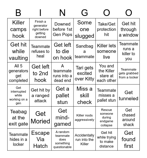 DBD BINGO Card