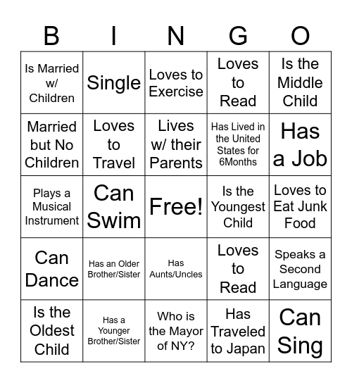 Welcome L2: Getting to Know You | Do You.../Are You? Bingo Card