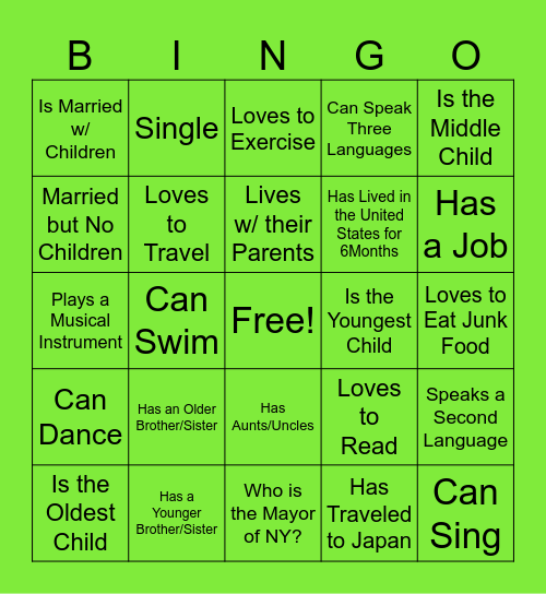 WELCOME LEVEL 2: Getting to Know You! Bingo Card