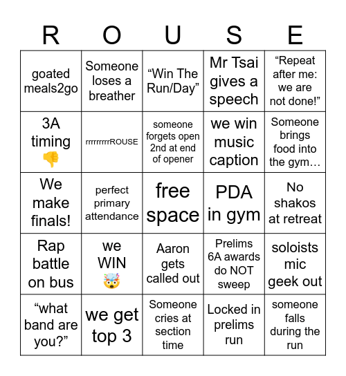VRMF Bingo Card