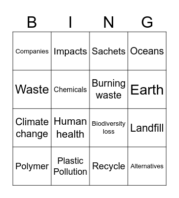 Social impact Bingo Card