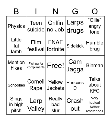 Cooper Bingo Card