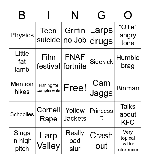 Cooper Bingo Card