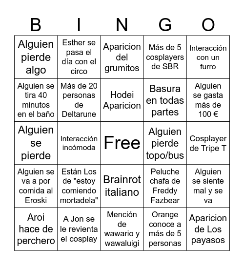 Bingo Japan Bingo Card
