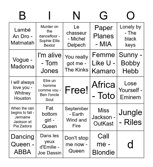 Bingo MR Bingo Card
