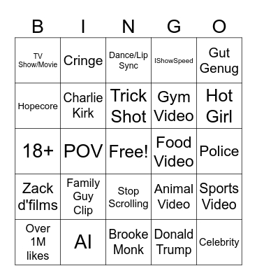 TikTok Bingo Card