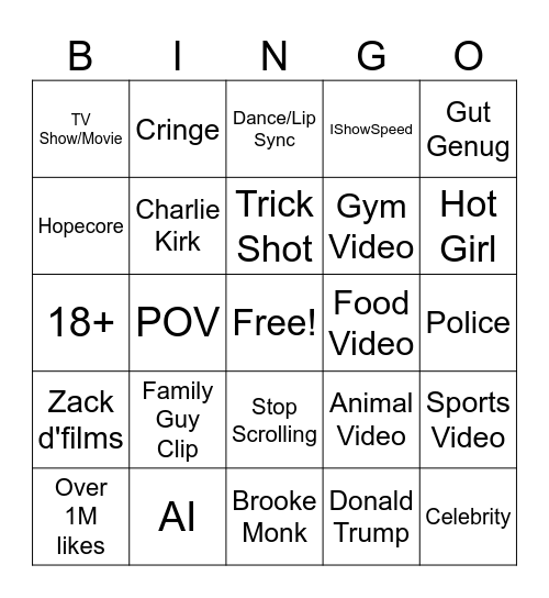 TikTok Bingo Card