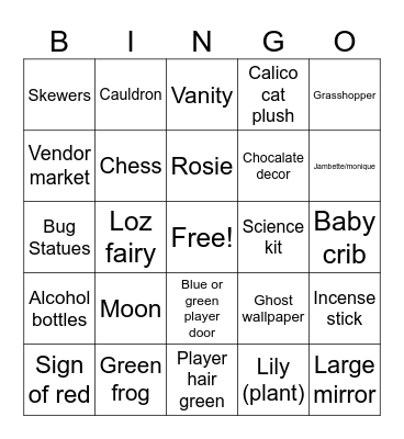 Apothecary ACNH Bingo Card