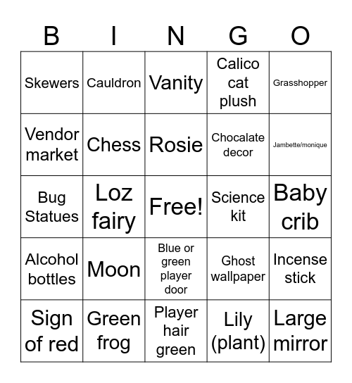 Apothecary ACNH Bingo Card