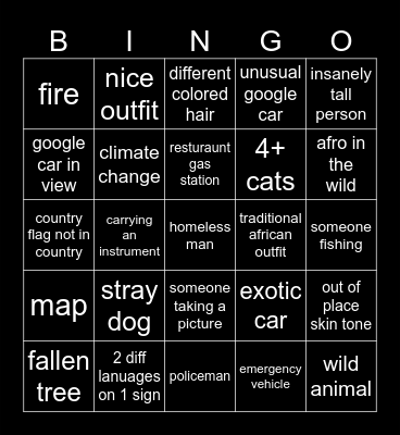 geooguessr Bingo Card