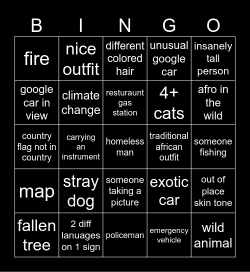 geooguessr Bingo Card