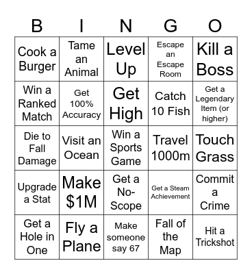 Bro V Bro Bingo Card