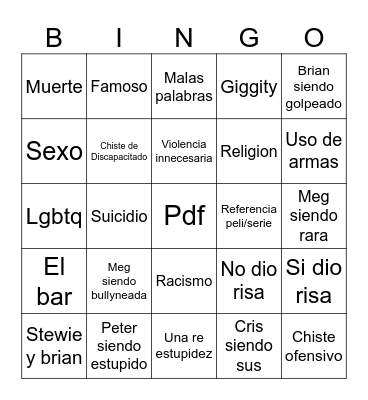 Padre de familia Bingo Card