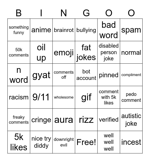 ig reels bingo Card