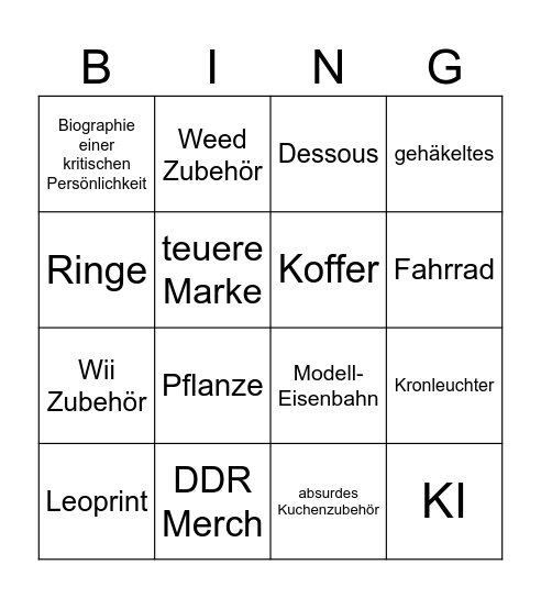 Flohmarkt Bingo Card