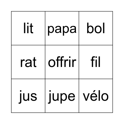 Bingo des sons Bingo Card