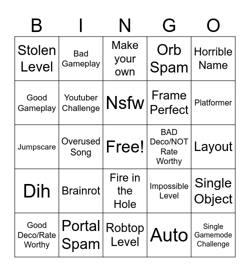 Recent tab BINGO Card